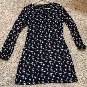 Flower print black dress